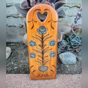 Vintage Hand Painted Wooden Wall Decor Floral Heart Cottage Core Country Decor